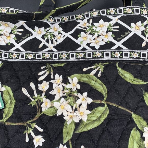 Vera Bradley Tote Jasmine Shoulder Purse Laptop Bag Black Floral Retired NWT - Picture 6 of 9